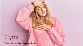  Presentation with fever - Slide set with beautiful-young-caucasian-girl-wearing background and a coral colored foreground