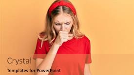  Presentation with beautiful young girl red - Amazing PPT theme having beautiful-young-caucasian-girl-wearing backdrop and a coral colored foreground