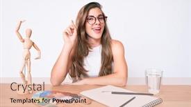  Presentation with artist - Slide deck with beautiful-young-caucasian-woman-artist background and a coral colored foreground