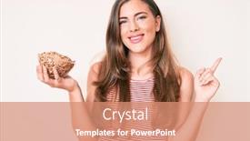  Presentation with healthy eating - Beautiful presentation featuring beautiful-young-caucasian-woman-eating backdrop and a coral colored foreground