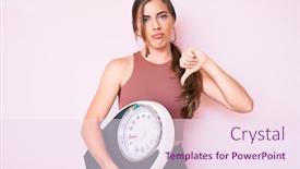  Presentation with weight loss woman showing - Presentation theme featuring beautiful-young-caucasian-woman-holding background and a pink colored foreground