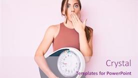  Presentation with weight loss - Cool new theme with beautiful-young-caucasian-woman-holding backdrop and a sky blue colored foreground