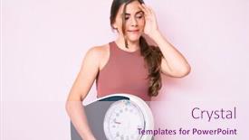  Presentation with loss - Presentation theme having beautiful-young-caucasian-woman-holding background and a pink colored foreground