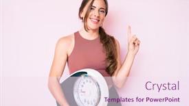  Presentation with weight loss - Slides with beautiful-young-caucasian-woman-holding background and a sky blue colored foreground