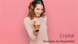  Presentation with hero mask woman - Colorful presentation design enhanced with beautiful-young-caucasian-woman-wearing backdrop and a coral colored foreground