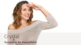  Presentation with far away - PPT theme featuring beautiful-young-caucasian-woman-wearing background and a  colored foreground