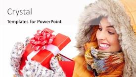  Presentation with girl christmas - PPT theme consisting of beautiful-young-christmas-girl background and a white colored foreground