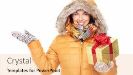  Presentation with girl christmas - Cool new slide deck with beautiful-young-christmas-girl backdrop and a yellow colored foreground