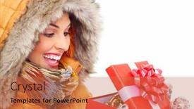 Presentation with christmas girl - Beautiful presentation featuring beautiful-young-christmas-girl backdrop and a coral colored foreground