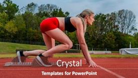  Presentation with college - Beautiful slide deck featuring beautiful-young-college-athlete-prepares backdrop and a red colored foreground