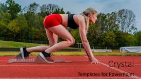  Presentation with college - Colorful slide set enhanced with beautiful-young-college-athlete-prepares backdrop and a red colored foreground