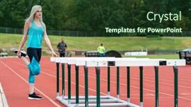  Presentation with athlete - Colorful slides enhanced with beautiful-young-college-athlete-prepares backdrop and a tawny brown colored foreground