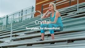  Presentation with college - Slides with beautiful-young-college-athlete-prepares background and a teal colored foreground