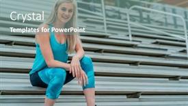  Presentation with college - Presentation theme consisting of beautiful-young-college-athlete-prepares background and a gray colored foreground