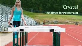  Presentation with college - PPT theme having beautiful-young-college-athlete-prepares background and a tawny brown colored foreground