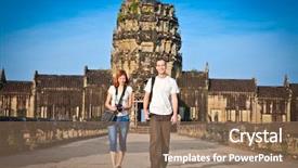  Presentation with complex - Presentation featuring angkor wat temple complex near background and a coral colored foreground