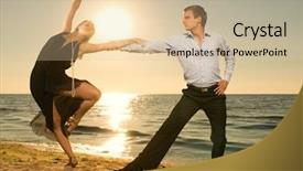  Presentation with tango couple - Audience pleasing theme consisting of beautiful young couple dancing tango backdrop and a lemonade colored foreground