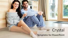  Presentation with together puzzle pieces beautiful - Amazing presentation theme having beautiful young couple in anticipation backdrop and a coral colored foreground