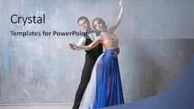  Presentation with couple dance - PPT theme consisting of beautiful young couple in dance background and a light blue colored foreground