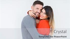  Presentation with relationship - Presentation design featuring beautiful young couple in love kissing and hugging each other romantic relationship background and a light gray colored foreground