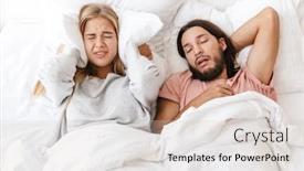  Presentation with bed - Cool new PPT theme with beautiful-young-couple-laying backdrop and a soft green colored foreground