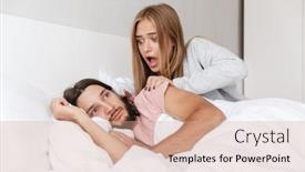  Presentation with good morning couple bed - PPT layouts featuring beautiful-young-couple-laying background and a coral colored foreground