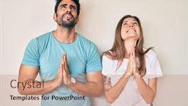  Presentation with praying hands - Slide deck featuring beautiful-young-couple-of-boyfriend background and a coral colored foreground