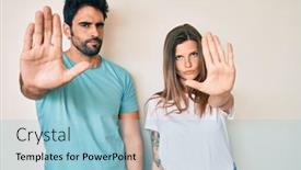  Presentation with hand palm - Colorful PPT layouts enhanced with beautiful-young-couple-of-boyfriend backdrop and a light blue colored foreground