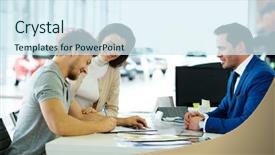  Presentation with dealership - Amazing slides having beautiful young couple signs documents backdrop and a sky blue colored foreground