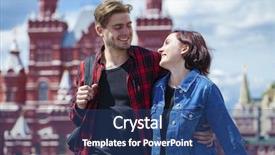  Presentation with russia city - Beautiful presentation featuring beautiful young couple on a walk in the city moscow russia backdrop and a ocean colored foreground