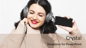  Presentation with black women beautiful woman - PPT layouts consisting of beautiful young curvy brunette woman background and a coral colored foreground