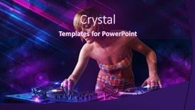  Presentation with color - Slide deck featuring beautiful young dj playing on turntables with color effects background and a wine colored foreground