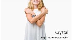  Presentation with self love - Slide deck with beautiful young elegant woman background and a white colored foreground