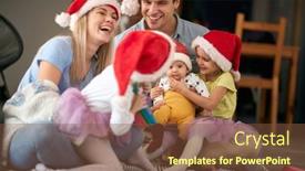  Presentation with baby christmas - Theme having beautiful-young-family-gathered background and a tawny brown colored foreground