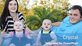  Presentation with babies - Slide deck enhanced with beautiful young family with twin babies background and a teal colored foreground