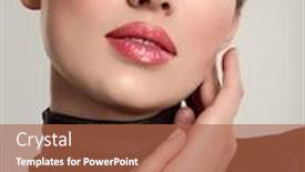  Presentation with living coral - Cool new PPT theme with beautiful young fashion woman with living coral lipstick attractive white girl wears luxury jewelry glamour fashion model with bright gloss make-up posing at studio stylish fashionable concept backdrop and a red colored foreground