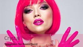  Presentation with bob hairstyle - Audience pleasing PPT theme consisting of beautiful-young-fashion-woman backdrop and a red colored foreground