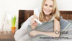  Presentation with female hormone - PPT layouts consisting of beautiful young female at home background and a  colored foreground