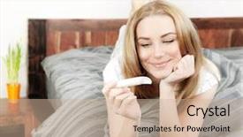  Presentation with female hormone - Beautiful slides featuring beautiful young female at home backdrop and a soft green colored foreground