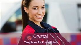  Presentation with emergency medical services - PPT theme having beautiful young female emergency background and a violet colored foreground