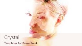  Presentation with beautiful spring flowers - PPT theme enhanced with beautiful-young-female-face background and a lemonade colored foreground