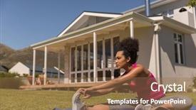  Presentation with amsterdam historical beautiful view - PPT layouts with beautiful young fit mixed-race background and a coral colored foreground