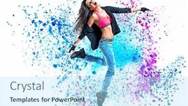  Presentation with modern - Cool new theme with beautiful-young-fit-modern-dancer backdrop and a sky blue colored foreground
