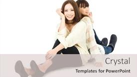  Presentation with good - Theme enhanced with beautiful young friends having a very good time portrait of asian women background and a lemonade colored foreground