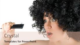  Presentation with lost - Presentation design with beautiful young frizzy woman lost her hairs over white background background and a lemonade colored foreground