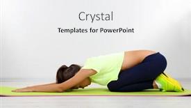  Presentation with exercises - PPT theme featuring beautiful-young-girl-doing-exercises background and a white colored foreground