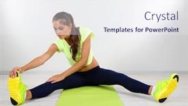  Presentation with exercises - Theme with beautiful-young-girl-doing-exercises background and a sky blue colored foreground