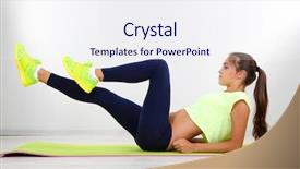  Presentation with exercise kids kid doing fitness - Presentation theme enhanced with beautiful young girl doing exercises background and a sky blue colored foreground