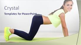  Presentation with exercises - Audience pleasing PPT theme consisting of beautiful-young-girl-doing-exercises backdrop and a sky blue colored foreground