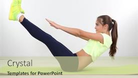  Presentation with exercises - Cool new PPT layouts with beautiful-young-girl-doing-exercises backdrop and a soft green colored foreground